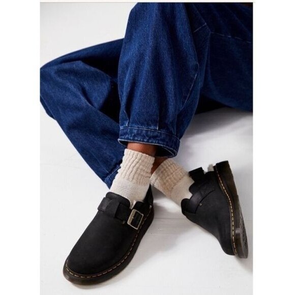 Doc Dr. Martens Jorge II Leather Slingback Sherpa Mules Black EU 37 US 6 NEW - Picture 1 of 6
